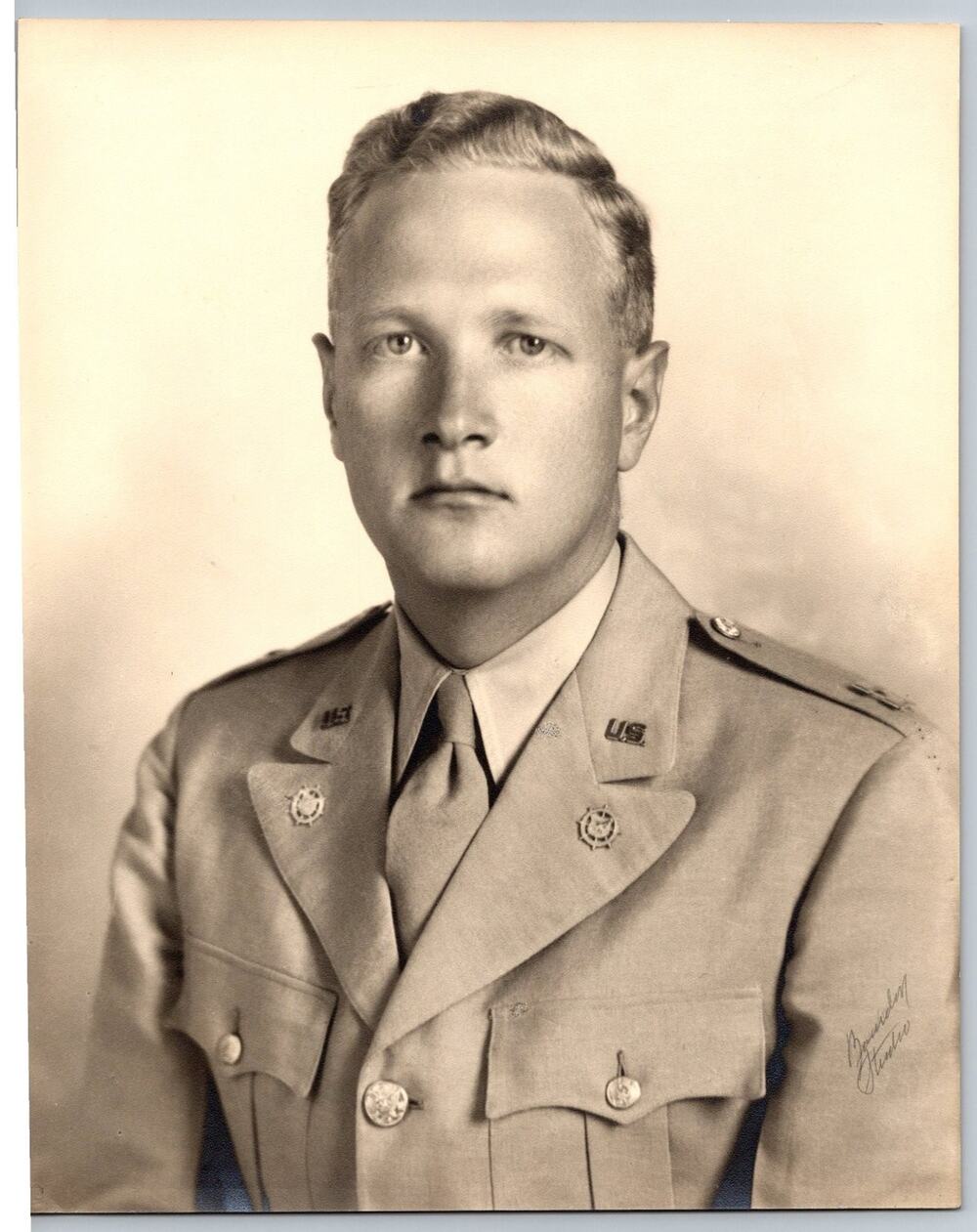 Military Portrait Man In Uniform Army WWII Era Photo Bonifacy Studio 1940s
